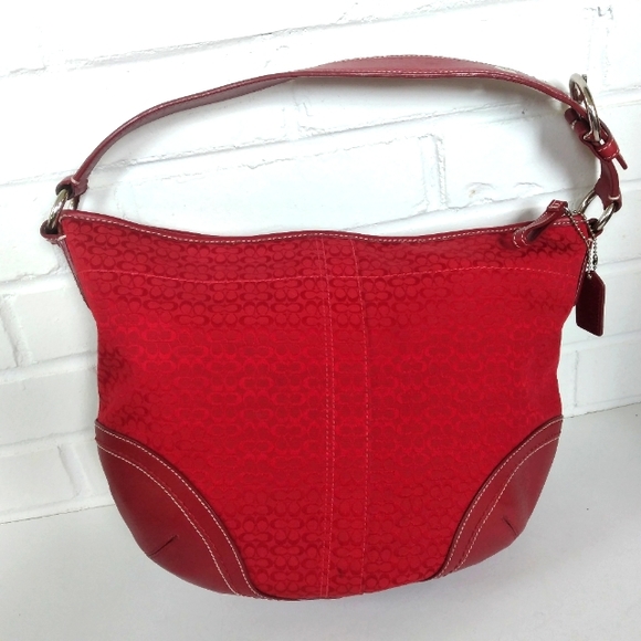 Coach Handbags - Coach Hobo style Juaquard red bag